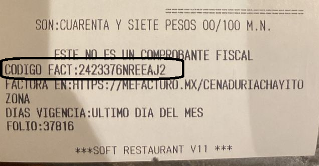 Ejemplo Código de Factura
